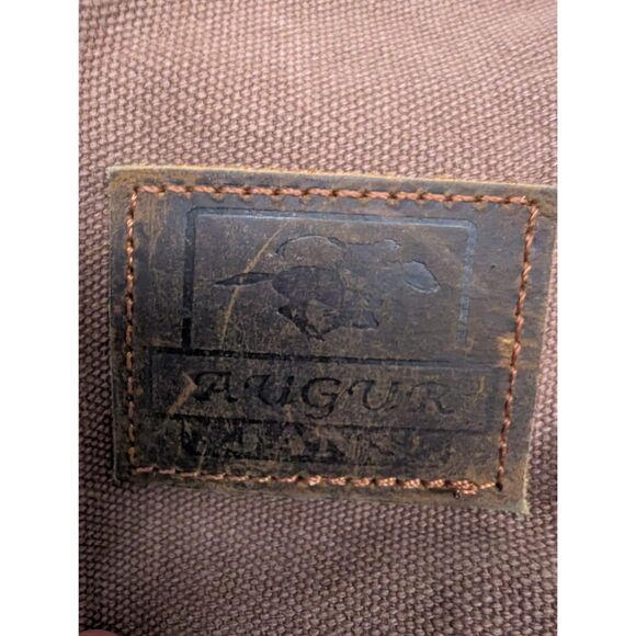 Augur Jans Backpack Mens Brown Canvas Bookbag Leather Strap Hiking Travel School - Picture 6 of 13